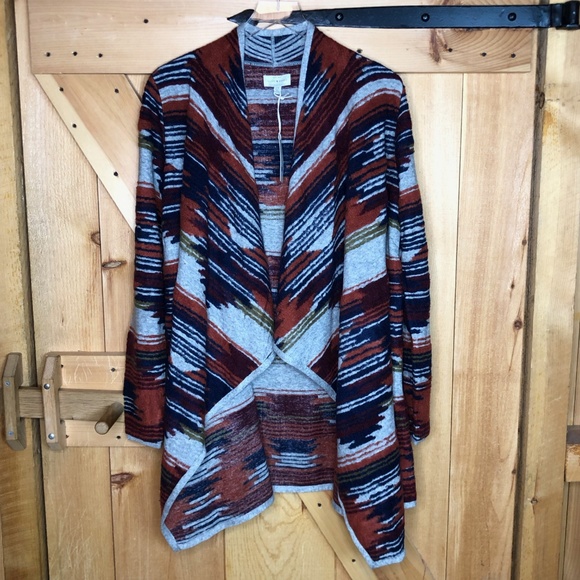 lucky brand | aztec drape front sweater - Picture 2 of 4
